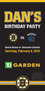 This is a lanyard designed for attendees to Dan's birthday party. The Bruins played the Canucks that day, hopefully Dan had a great time!